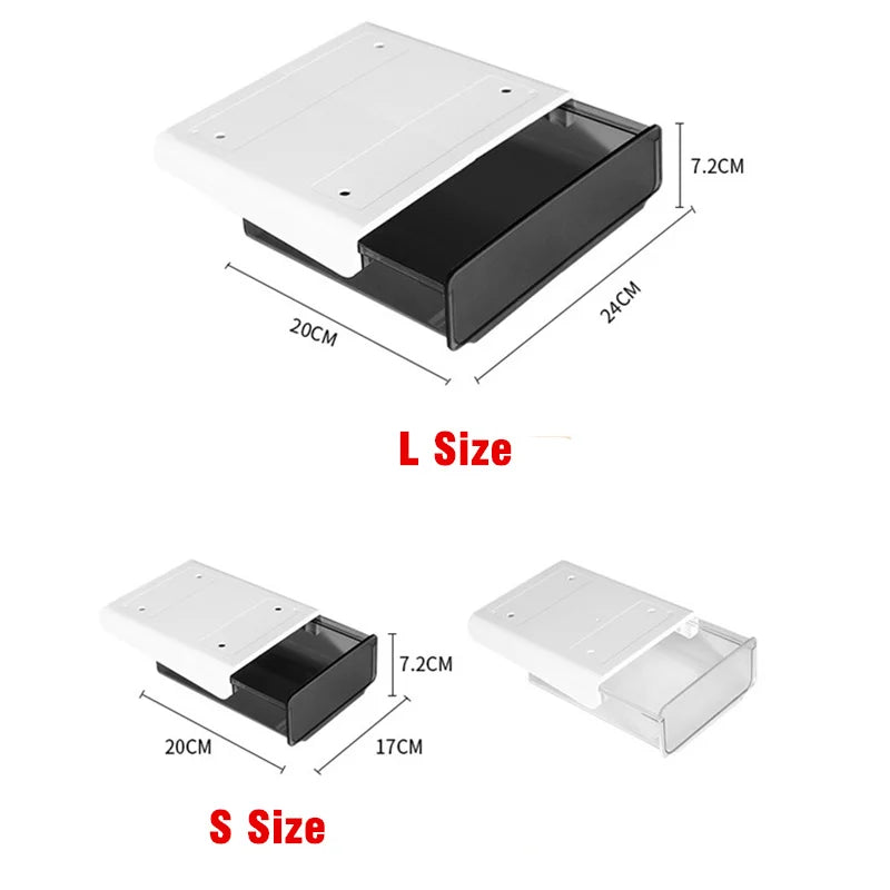 Self Stick Pencil Tray Under Desk Drawer Organizer Table Sundries Storage Box Self-adhesive Hidden Office Stationery Organizers