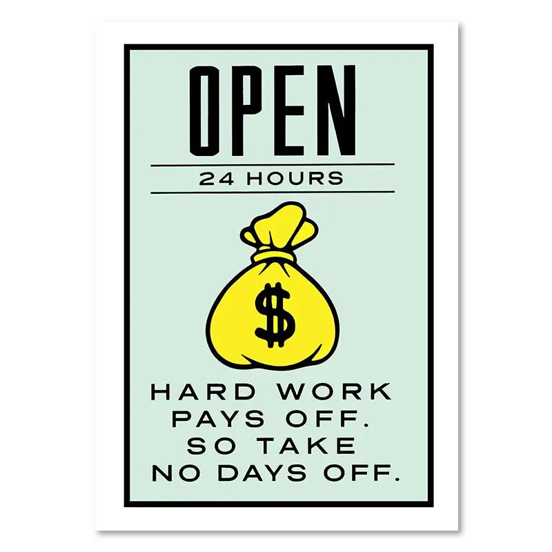 Monopoly Millionaire Dollar Money Poster Cartoon Figure Motivational Quote Canvas Painting Room Wall Art Picture For Home Decor